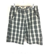Wrangler Mens Shorts Sz 29 Loose Fit Gray &amp; Back Plaid Flat Front - $6.89