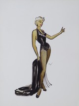 Marilyn Monroe in fishnet tights &amp; black costume (Printed sketch) - Framed Pictu - £25.97 GBP