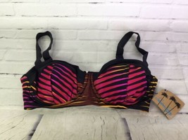 Swimsuits For All Swim Sexy Bikini Top Colorful Striped Swimwear Women&#39;s Size 10 - £16.34 GBP