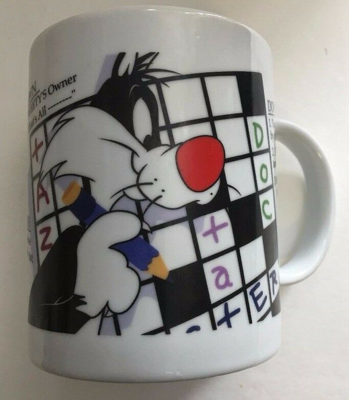Primary image for Looney Tunes Sylvester Cross Word Puzzle Hot Coffee Tea Mug Cup 1997 Crossword
