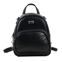 White Zip Small PU Leather Women&#39;s Backpack Preppy Style Solid Color Travel Fema - £37.73 GBP
