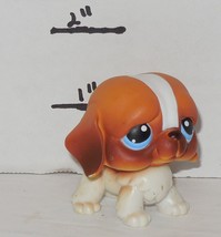 Hasbro LITTLEST PET SHOP DOG #76 St. Bernard Puppy White Tan Blue eyes - $14.50