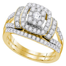 14kt Yellow Gold Round Diamond Bridal Wedding Ring Band Set 1 Cttw - £1,155.16 GBP