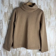 J Crew Herringbone Cowl Neck Tan Sweater Size M Shirt Top - $334.80 MXN