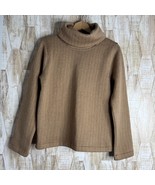 J Crew Herringbone Cowl Neck Tan Sweater Size M Shirt Top - $18.00