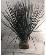 Faux Grass Sprig in Glass Vase  w/epoxy resin, Decorative Plant Arrangement - £8.23 GBP