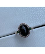 Customized 18K Solid Rose Gold &amp; Natural Myanmar Icy Black Jadeite Jade ... - $426.00+
