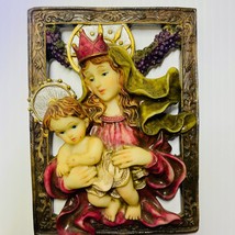 Vintage Monti Franco Wall Plaque Mary And Jesus 3D Madonna And Son 5.25&quot; X 3.75&quot; - £23.74 GBP