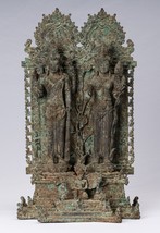 Antik Java Stil Indonesische Bronze Vishnu &amp; Lakshmi Statue - 38cm/38.1cm - £1,804.98 GBP