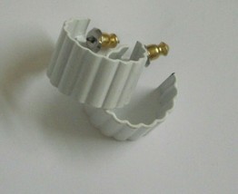 Vintage new old stock 70&#39;s white enamel ribbed hoop post earrings 5/8&quot; x... - £3.96 GBP