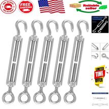 5-Pack Adjustable Hook &amp; Eye Turnbuckles - Stainless Steel Wire Rope Ten... - $280.06 MXN