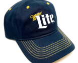 MILLER LITE BEER TEXT LOGO NAVY BLUE ADJUSTABLE CURVED BILL SLOUCH HAT C... - $12.30
