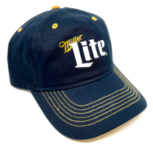 Miller Lite Beer Text Logo Navy Blue Adjustable Curved Bill Slouch Hat Cap Nwt - £9.83 GBP