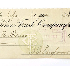1914 Kineo Trust Company Bank Check E.A. Sampson Dover Maine Signed 6270... - $19.99