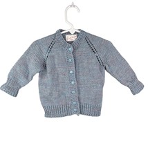 Handmade Baby Sweater Blue Purple Marled Buttons  - £19.66 GBP