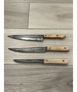 Vintage Old Hickory Ontario Tru Edge Carbon Steel Butcher Knife  3 Pc Set - $79.19