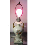 Vintage 60&#39;s Electric Lamp Body Ceramic White with Colonial Couple Pattern - £15.91 GBP