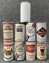 Vintage Beer Can Lot of 9 Hudepohl Worlds Fair Budweiser EMPTY Red White... - £17.20 GBP