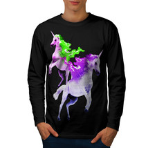 Unicorn Stylish Fashion Tee Intense Fire Men Long Sleeve T-shirt - £11.72 GBP