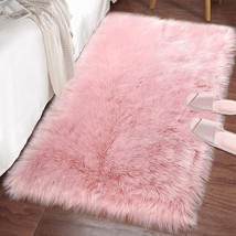 Pink, 2X3-Foot Lochas Ultra Soft Fluffy Rugs Faux Fur Sheepskin Area Rug For - £25.46 GBP