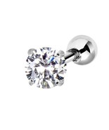 Stainless Steel Tragus with Round 5x4 mm CZ Crystal - £9.59 GBP