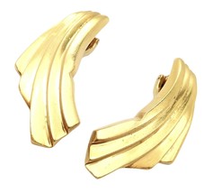 Authentic! Ilias Lalaounis 18k Yellow Gold Large Art Deco Wings Fan Earr... - £3,429.32 GBP