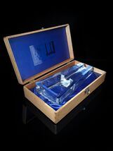 Dunhill Heavy Crystal Ashtray in original wood case.  No chips Measures 8.75" L image 2