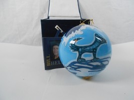 Reverse Painted Wolf Christmas Glass Ball Ornament Bill Helin Tsimshian Nation - £13.13 GBP