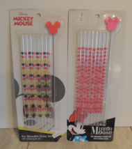 Disney Mickey and Mini Mouse 9 Pc Reusable straws (18 straws total) W/ B... - £14.71 GBP