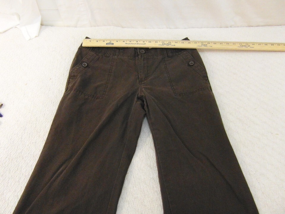 Womens Eddie Bauer Dark Brown 100% Cotton 12 Zipper Fly Casual Pants - $19.00
