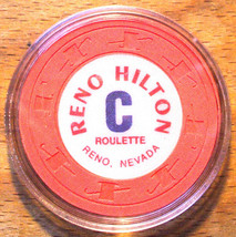 (1) RENO HILTON Casino Roulette Chip - 1981 - Reno, Nevada - Orange - Ta... - $8.95