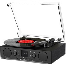 Vinyl Record Player Bluetooth With Speakers Usb Recording Fm Radio Mute ... - $96.89