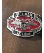 Vintage Enameled VIETNAM VETERAN Belt Buckle With Belt 42-44 - $8.87