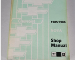 1985 1986 GM Chevrolet Chevy Nova Service Atelier Réparation Manuel OEM - £3.99 GBP