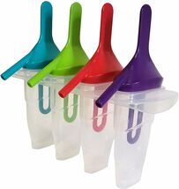 Ice Lolly Pop Mold 4 Pack BPA Free Popsicle Maker with Straw Freezer Saf... - $9.89