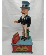 Vintage Uncle Sam Cast Iron Mechanical Coin Bank 11&quot; - €42,05 EUR