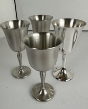 Pewter Boardman Colonia 4 Wine/Water Goblets Glossy &amp; Satin Finish Vario... - £16.14 GBP