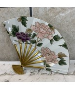 Cloisonne Peony White Fitz And Floyd Fine Porcelain Plate Fan Shaped Japan - $59.39