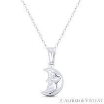Smiling Face Crescent Moon .925 Sterling Silver Astrological Charm 22mm Pendant - £12.29 GBP+