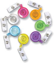 Translucent ID Badge Reels Round Belt Clip Strap 48 Pack ASSORTED Colors () - £122.64 GBP