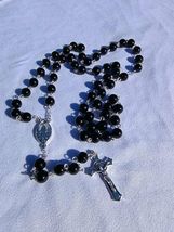 Silver Night – 8mm Black Glass Rosary with Silver Crucifix  A28 - $29.69