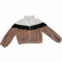 Shein Curve Fuzzy Fur Jacket Womens Size XL Blown Black Cream - £9.46 GBP