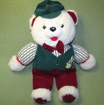 Vtg K Mart Teddy Bear 1992 22&quot; Dan Dee Stuffed Animal Green Vest Pocket Watch - £35.33 GBP