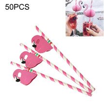 50 PCS 3D Flamingo Jungle Paper Straws Party Decorations Cocktail Straw (Pink) - £4.73 GBP