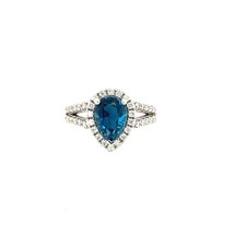 Natural Blue Topaz Diamond Ring Size 6.5 14k WG 3.77 TCW Certified $3,950 300213 - £1,947.82 GBP