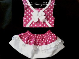 Pink &amp; White Polka Dot Dog 2pc set, Dog clothes, dog spring clothes, fancy dog c - $56.99