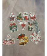 LOT of 10 Holiday Christmas Stickers/Tags  Santa Reindeer Frosty Snowman... - $10.18 CAD