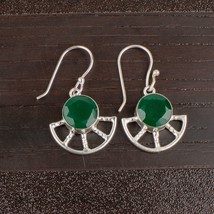 Green Onyx Gemstone 925 Silver Earring Handmade Jewelry Earring 1.40&quot; - £9.17 GBP