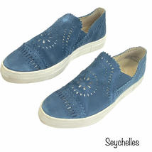 Seychelles Sneakers Blue Size 9.5 So Nice Suede Slip On Cut Out Laser Cu... - £33.18 GBP