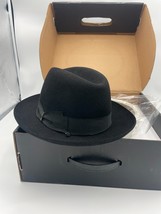 Borsalino Black Fur Fedora Hat | Size 58 USA 7 1/4 UK 7 1/6 | Made In Italy 1857 - £788.19 GBP